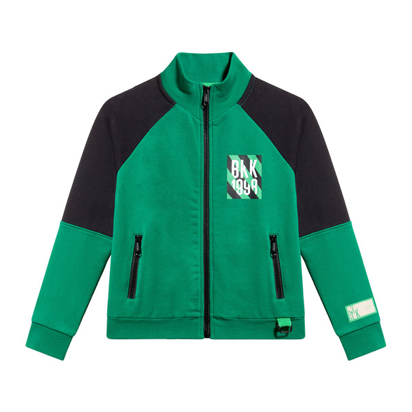 Boys Green Logo-Print Zip-Up Sweatshirt