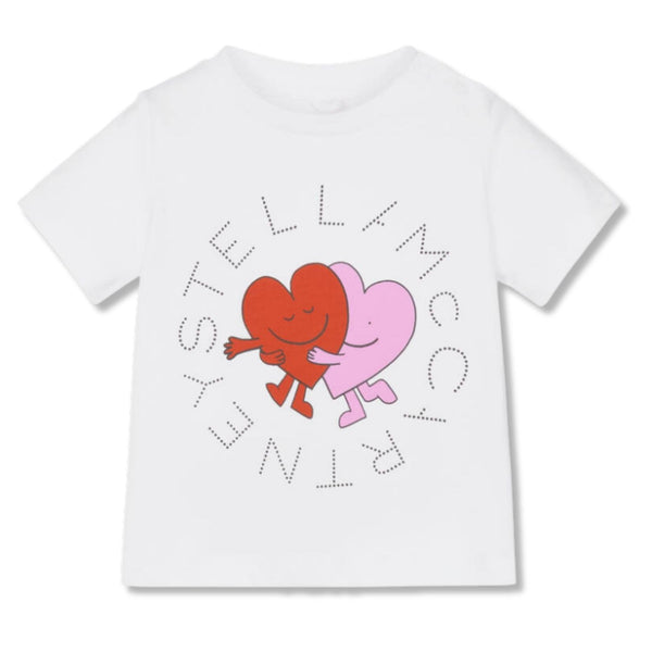 Baby Girls White Hearts-Logo-Print T-Shirt