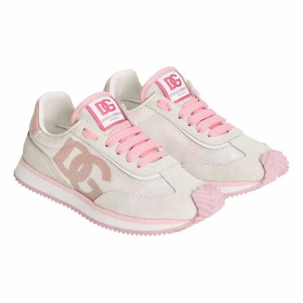 Girls Pink Mesh DG Logo Sneaker