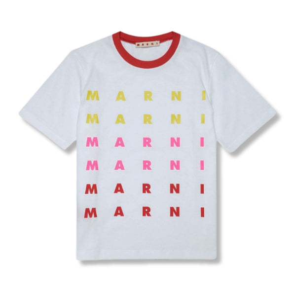 White Jersey T-Shirt With Multicoloured Logo