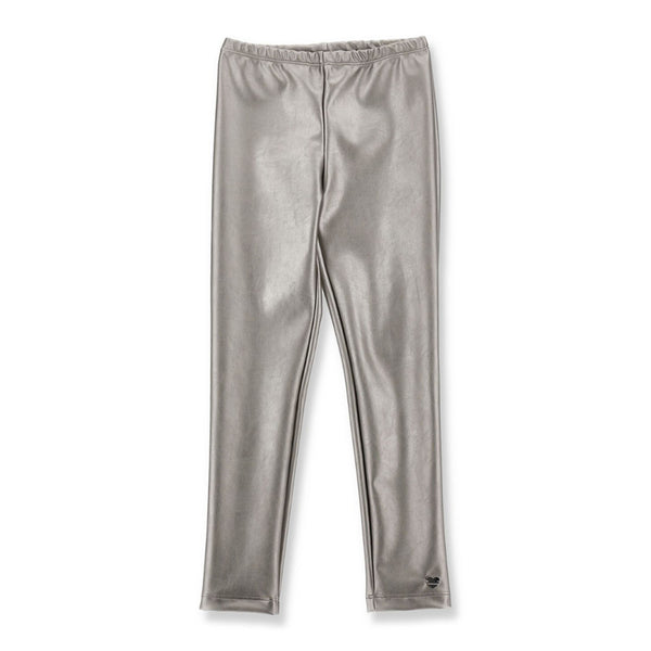 Girls Silver Coated Fabric Stretch Leggings