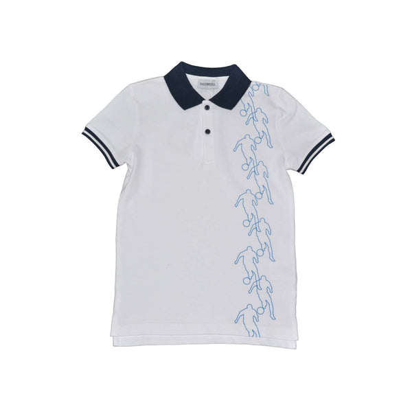 Boys White Logo-Print Polo T-Shirt