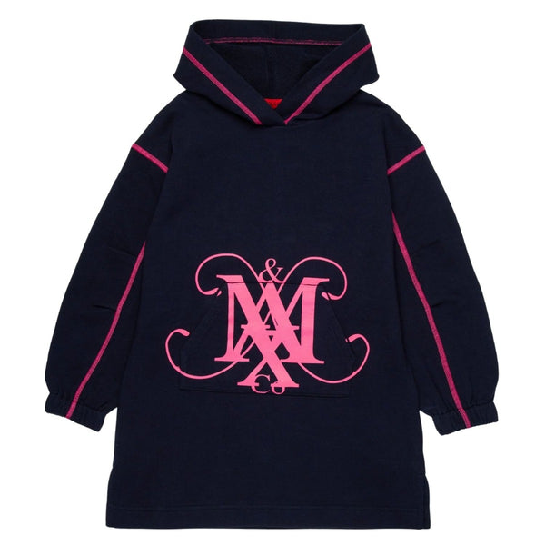 Girls Blue Hooded Logo-Print Dress
