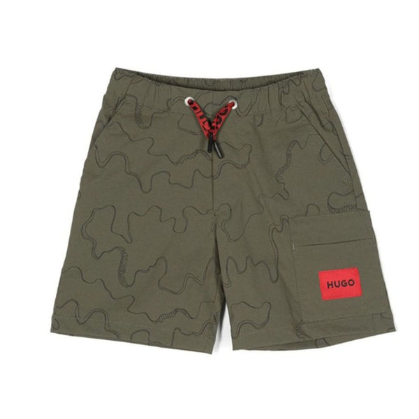 Boys Khaki Green Cotton Shorts