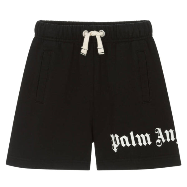 Boys Black Logo-Print Cotton Shorts