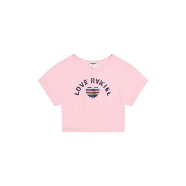 Girls Pink Logo Print Cropped Top