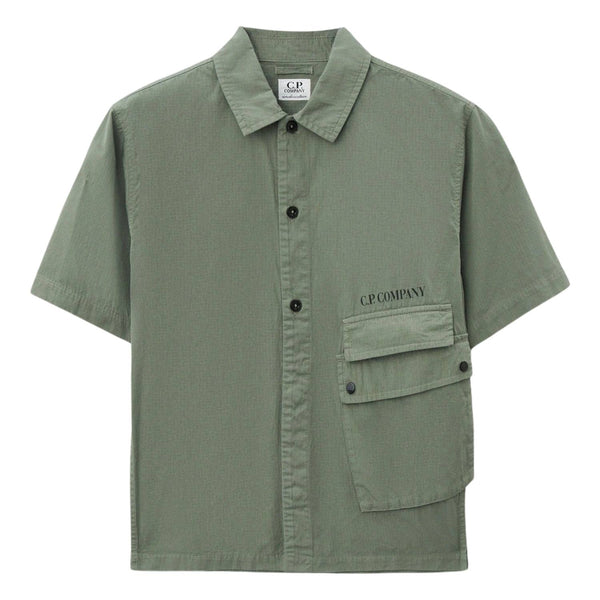 Boys Khakhi Green Logo-Print Shirt