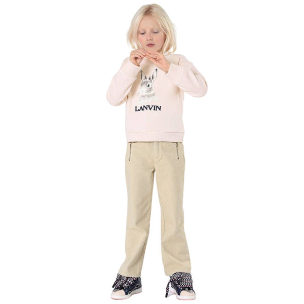 Girls Pink Cotton Bunny Sweatshirt