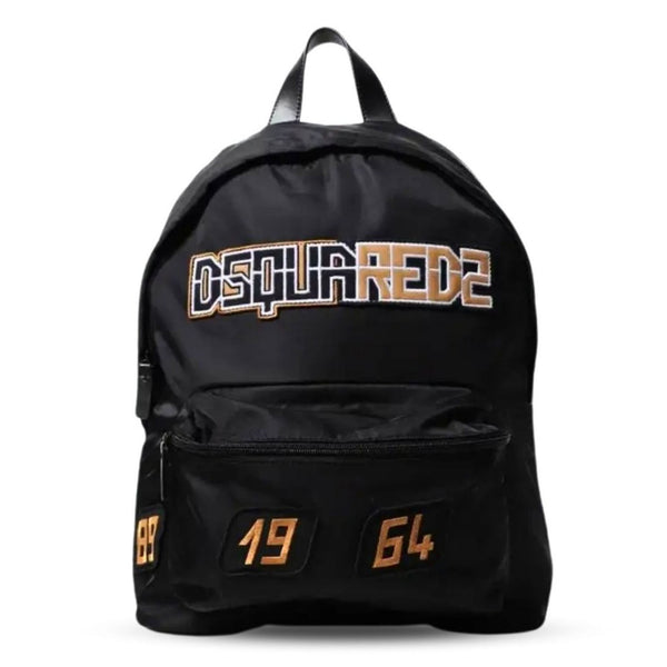Boys Black Embroidered-Logo Backpack