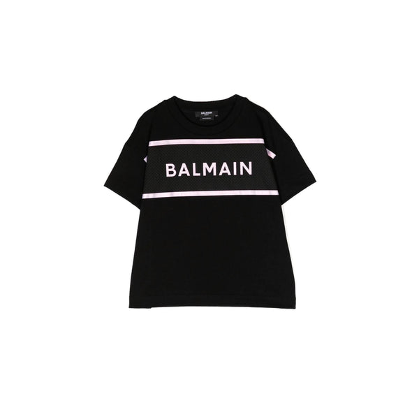 Girls Black Cotton Logo T-Shirt