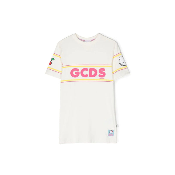 GCDS Kids White Logo Printed Dress