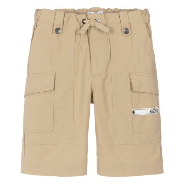 Boys Beige Cotton Cargo Shorts