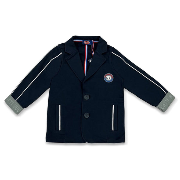 Boys Navy Blue Logo Print Blazer