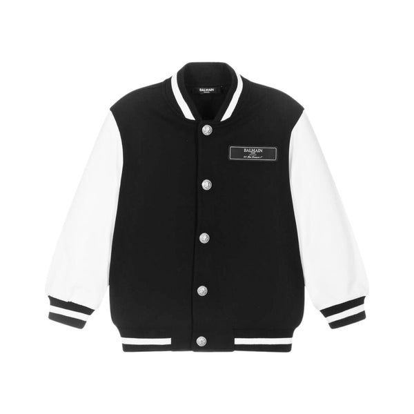 Boys Black & White Cotton Bomber Jacket