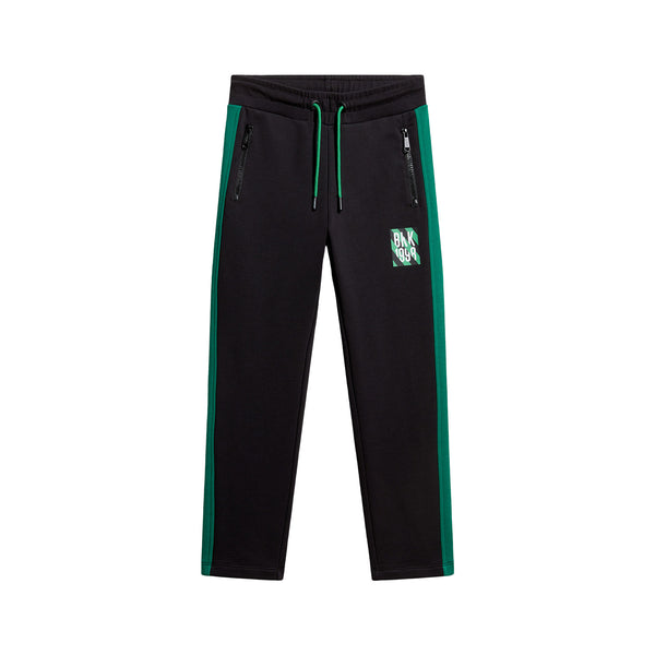 Boys Black & Green Stripes Trouser