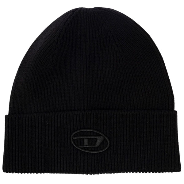 Unisex Black Logo-Embroidered Knitted Beanie