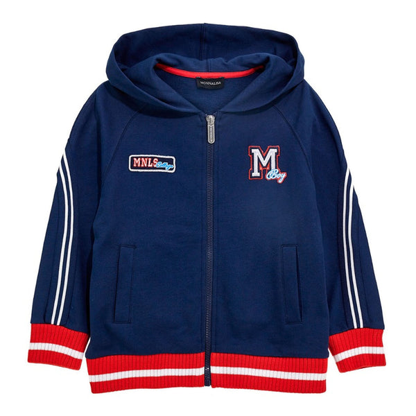 Brushed Fleece With Coloured Bands Hoddie