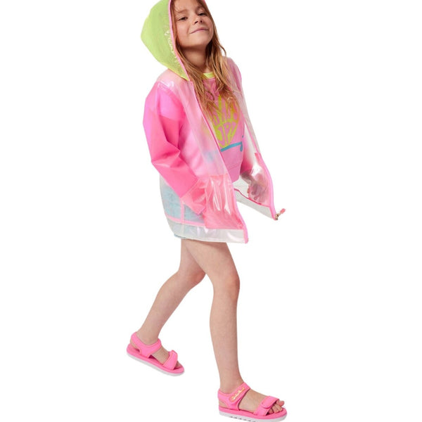 Girls Pink Transparent Raincoat