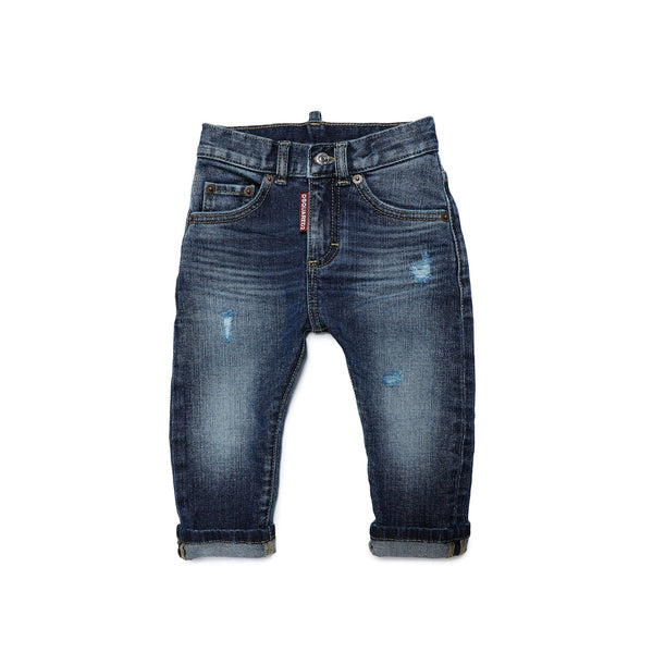 Baby Kids Logo-Patch Distressed-Effect Jeans