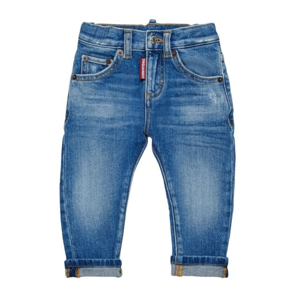 Baby Boys Denim Blue Jeans With Abrasions