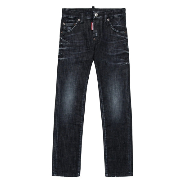 Boys Denim Black Faded Skinny Jeans