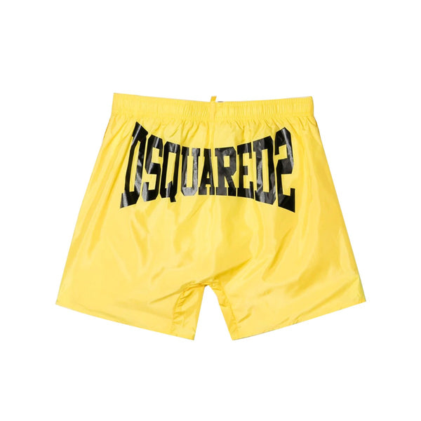 Yellow logo Print Swim Shorts