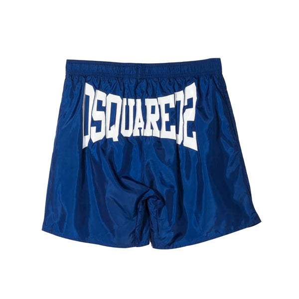 Blue Logo Print Swim Shorts