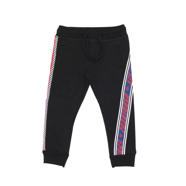 Black Logo Tape Cotton Track Pants
