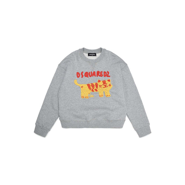 Cat Knitted Grey Sweatshirt