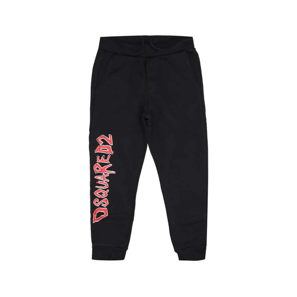 Black Logo Tape Cotton Track Pants