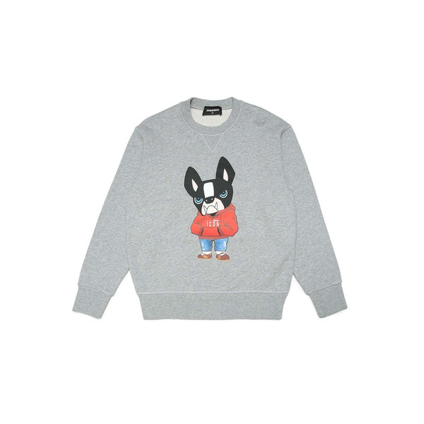 Grey Printed Sweatshirt For Boys