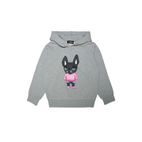 Grey Printed Sweatshirt For Girls