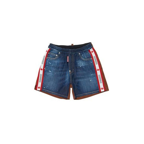 Boys Denim Paint splatter Patchwork Shorts