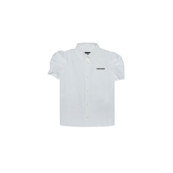 Girls White Half Sleeves Cotton Shirt
