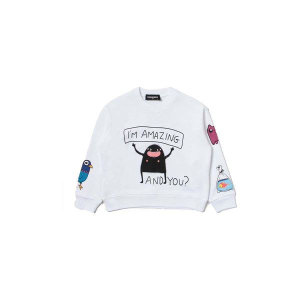 Girls White Slogan Print Sweatshirt