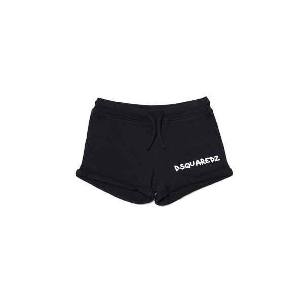 Girls Black Logo Print Shorts