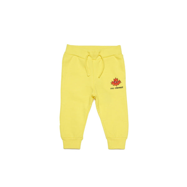 Kids Yellow Logo Print Cotton Trouser