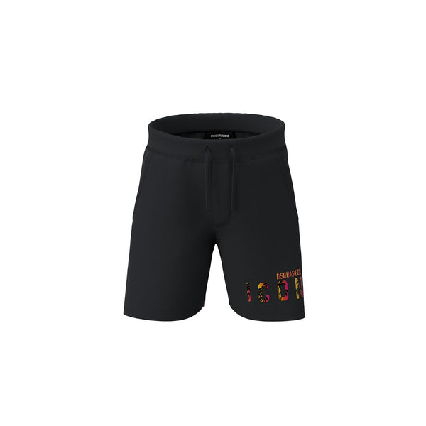 Black Logo Print Shorts For Unisex