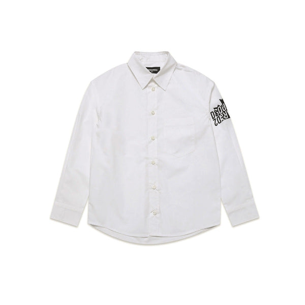 Kids White Logo Print Shirt