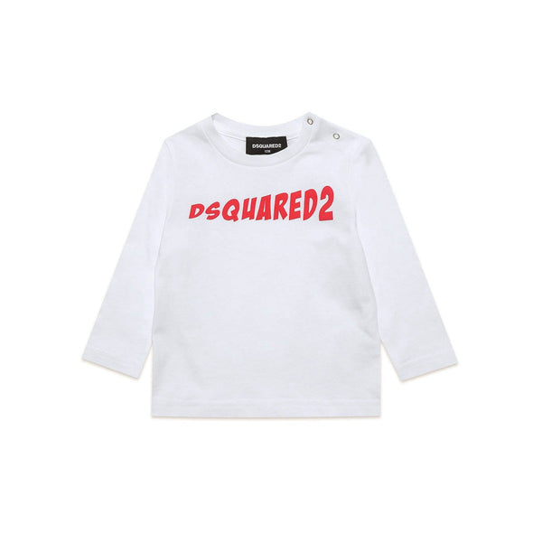 Baby Kids White Logo Print T-Shirt