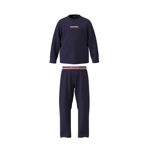 Boys Navy Blue Logo-Print Pyjama Set