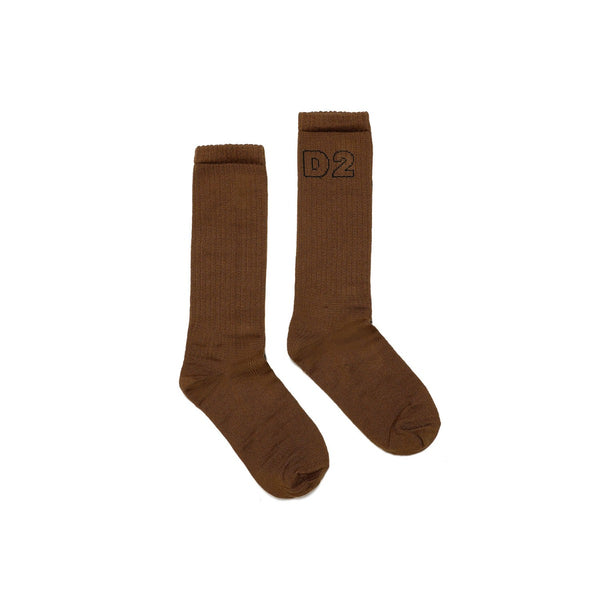 Kids Brown Wool Socks With Logo