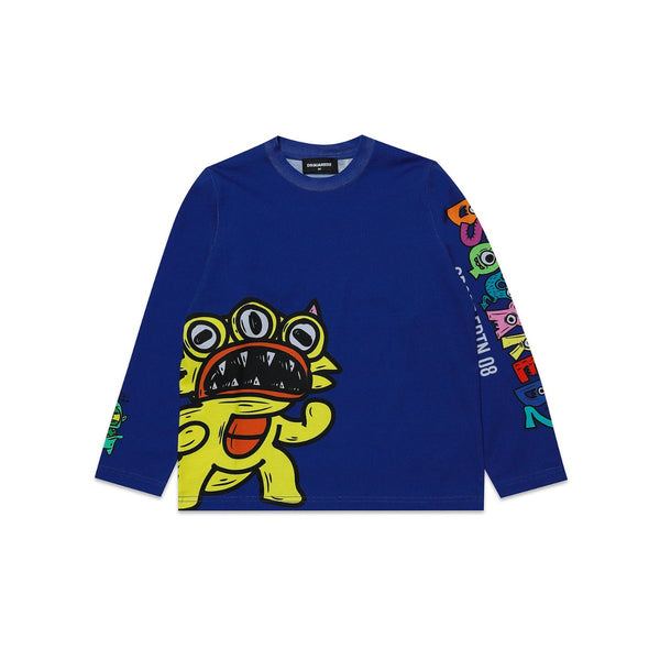 Kids Blue Monsters Printed T-Shirt