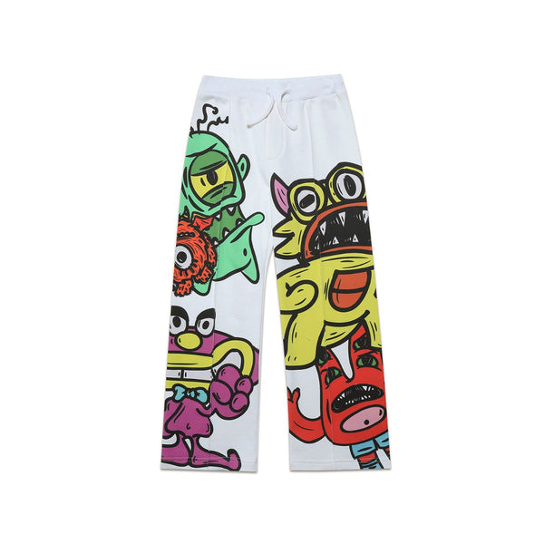 Kids White Monsters Printed Trouser