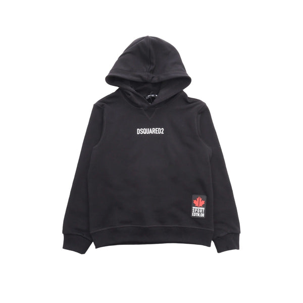 Kids Black Logo Print Hoodie