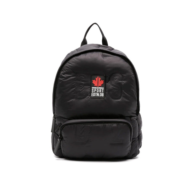 Kids Black Logo-Patch Backpack