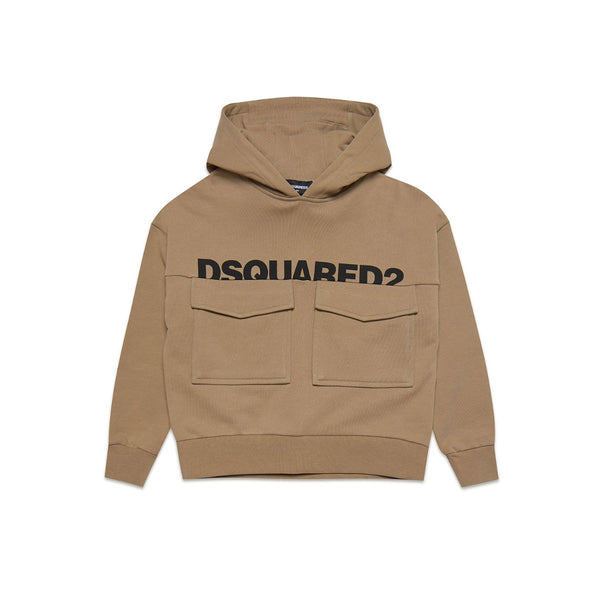 Kids Beige Front Flap Pocket Hoodie