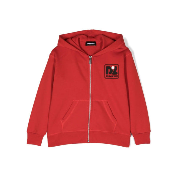 Kids Red Logo-Print Zip-Up Hoodie