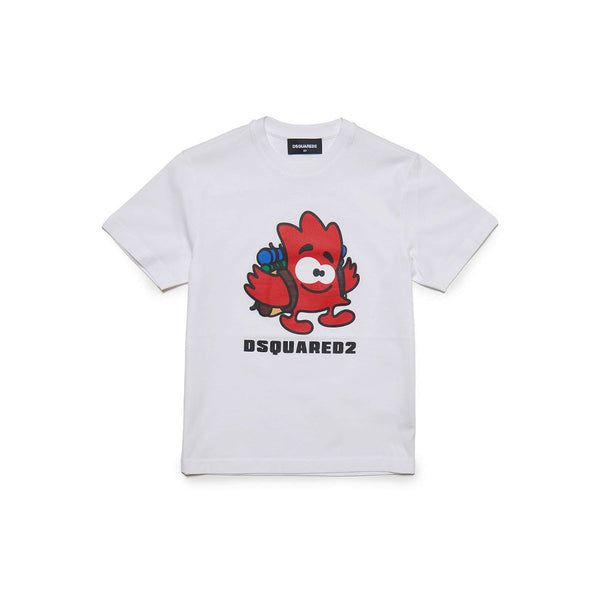 Kids White Tiny Leaf Print T-Shirt