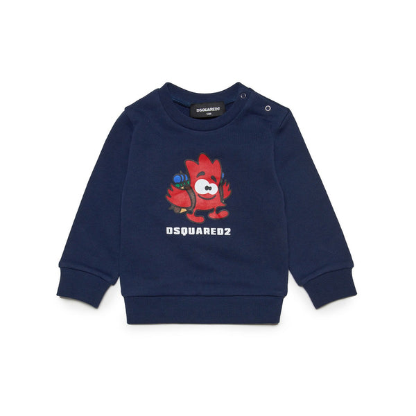 Baby Kids Navy Blue Tiny Leaf Print Sweatshirt